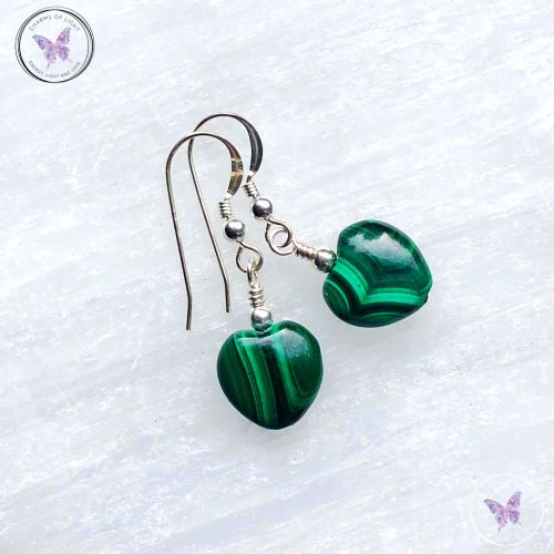 Malachite Heart Earrings